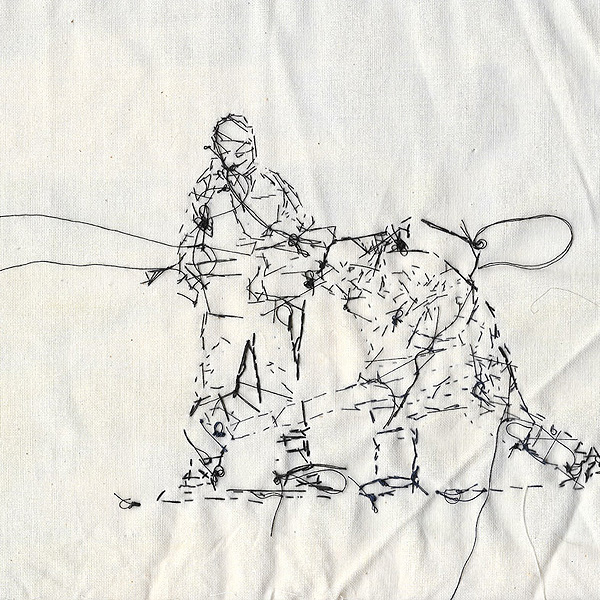 "See you on the other side". 24cm x 24cm
Cotton thread on calico