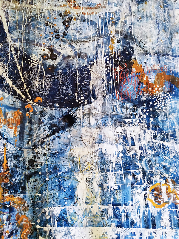 Mixed media: Acrylic, pigment, ink, oil pastel, Fabriano
200cm x 145cm